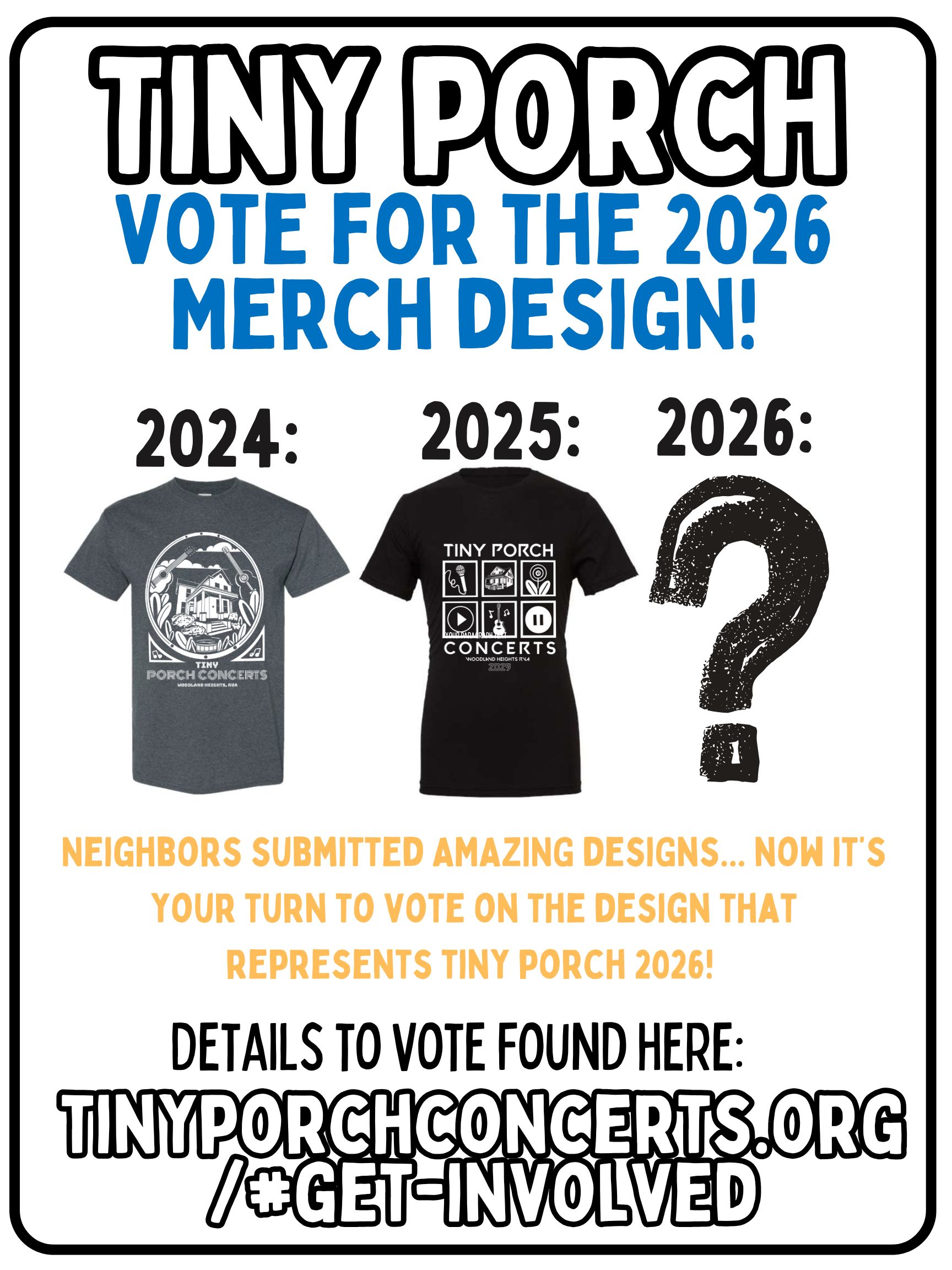 Vote on the 2026 Tiny Porch Swag Design 